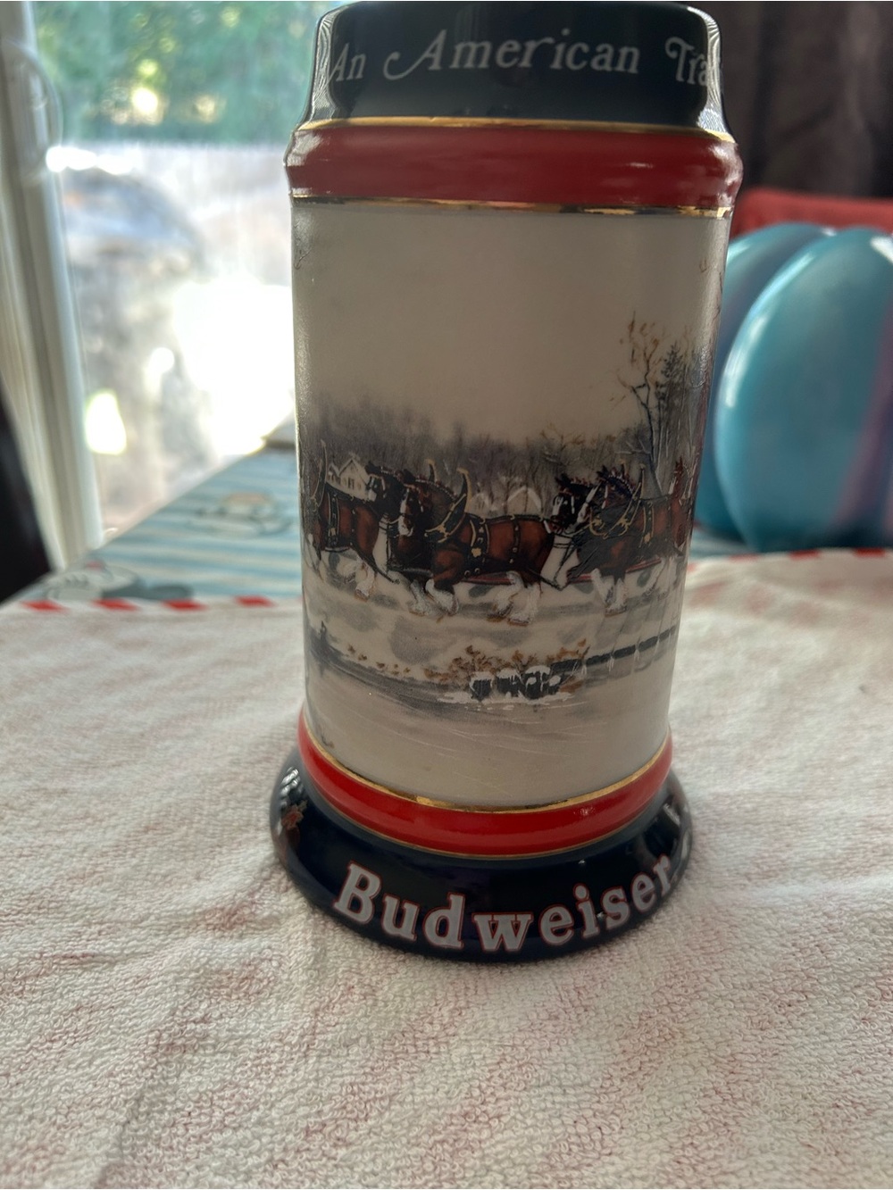 Budweiser Red, Navy & Gold Clydesdale Decorative Stein Lantern